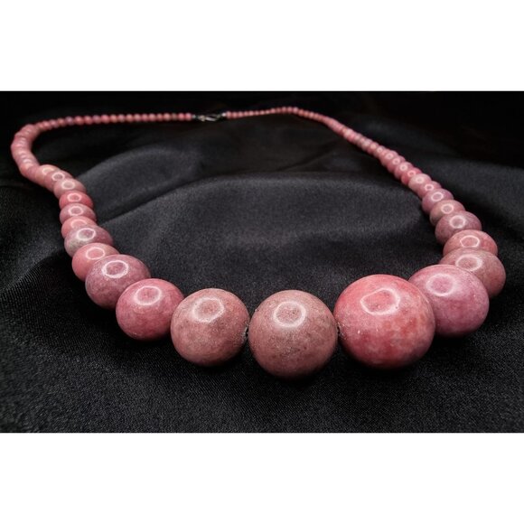 Jay King 925 Sterling Silver Rhodonite Long Beaded Necklace Handmade Jewelry - Picture 4 of 5